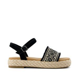 Toms Abby Flatform Espadrille Sandal in Black Diamond Global Woven